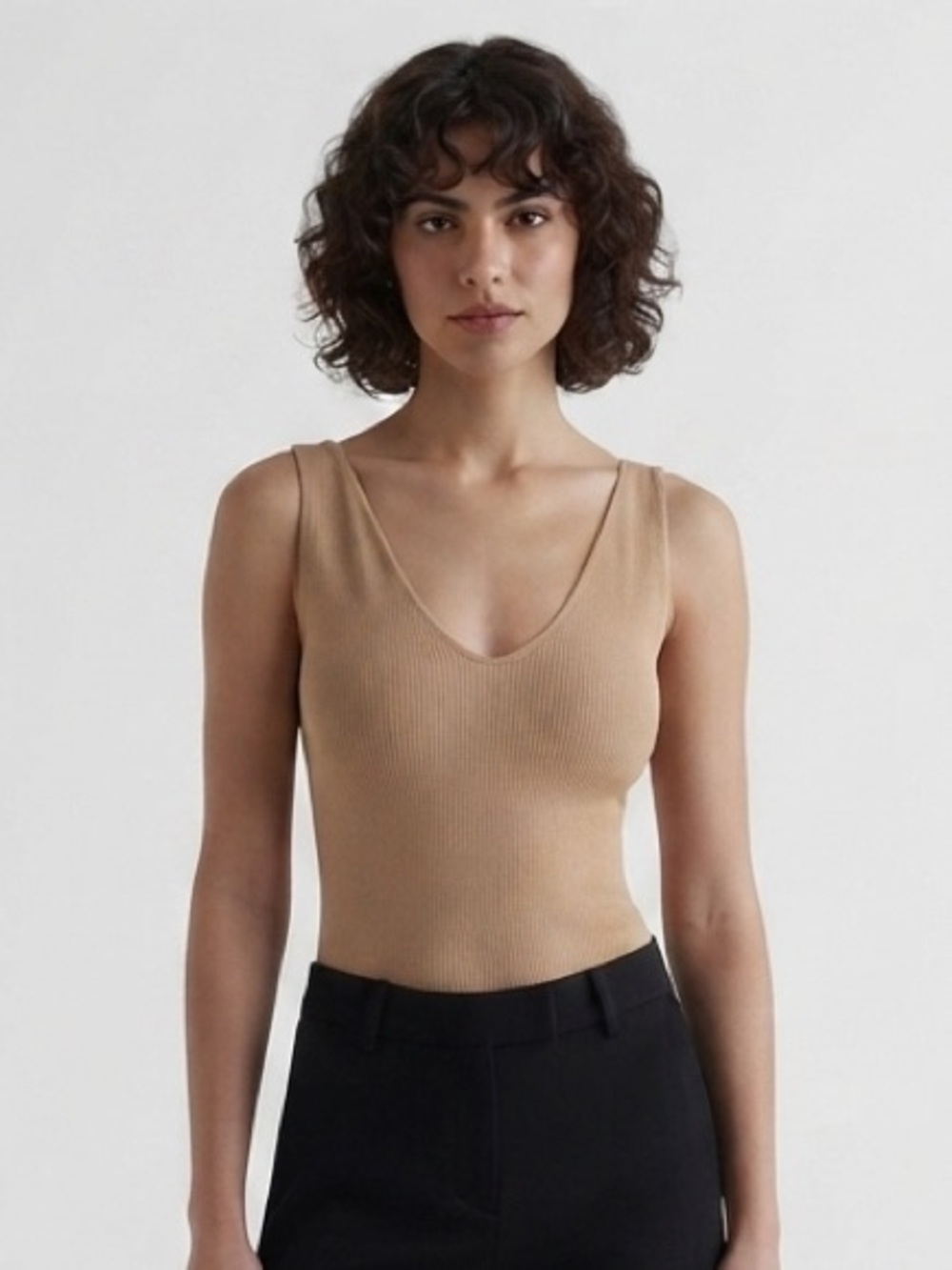 Express  Body Contour Double V-Neck Tank
